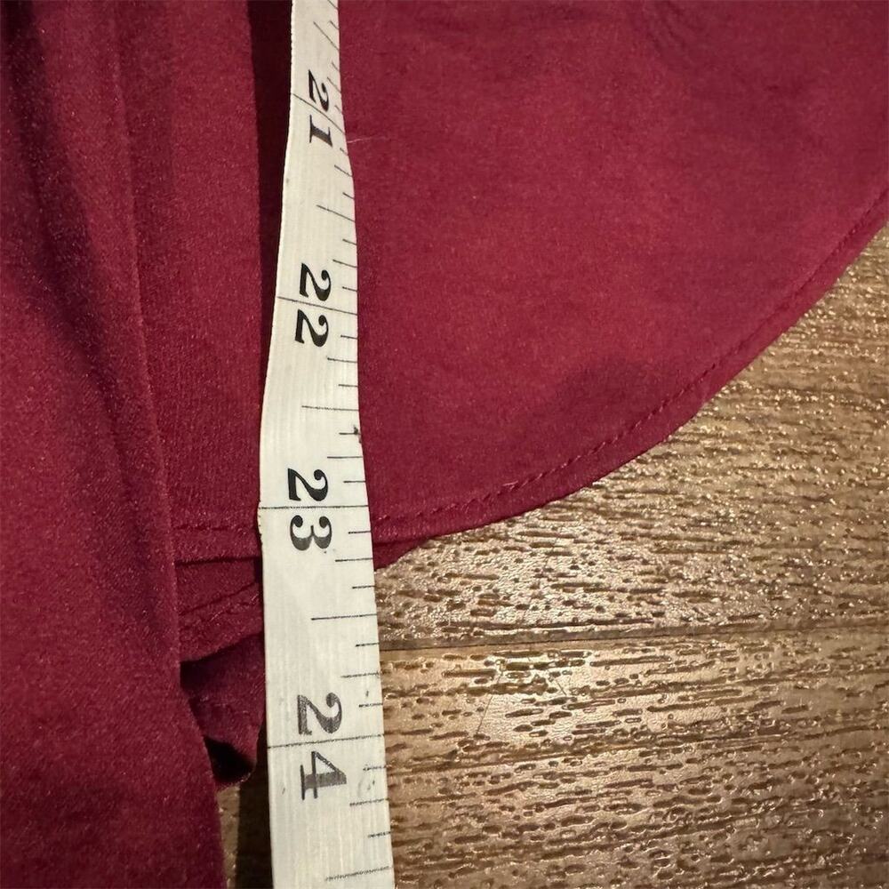 by Anthropologie Red Satin Wrap Blouse Size 6 V-Large Bow Glam Holiday READ - Picture 8 of 9
